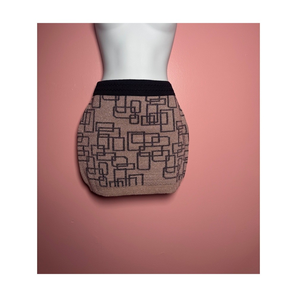 Miss Kelly 1999 Metallic Rose Gold Geometric‎ Knit Mini Skirt Size S